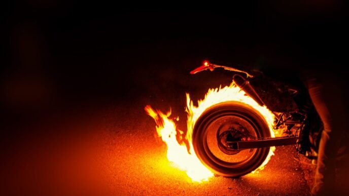 Pneus Moto en feu CC0/ Michael W.